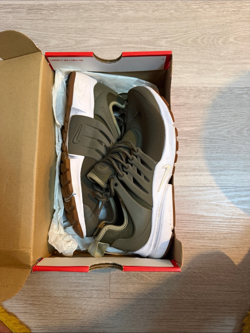 Nike Olive Green and White Runner with Gum Outsole